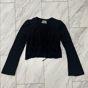 Tie Front Black Women's Top